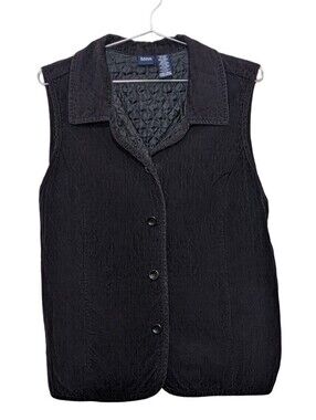 Basic Editions | Sleeveless Black Button-Front Unisex Courdory Vest | Outdoors